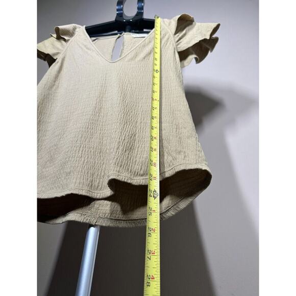 Free People We The Free Ruffle Sleeve Top Shirt Brown Medium - Picture 7 of 7